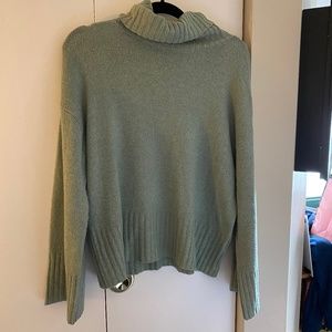 green cowl neck sweater